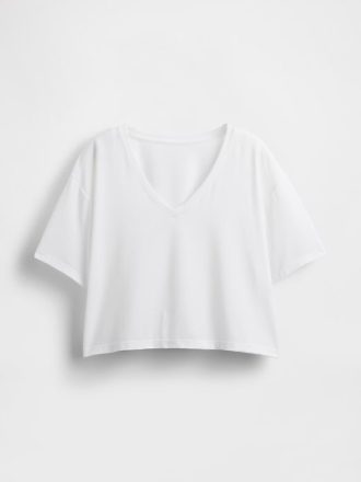 Tricou crop GapFit Breathe cu decolteu în V