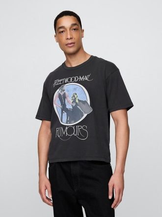 Tricou crop grafic Fleetwood Mac de greutate grea