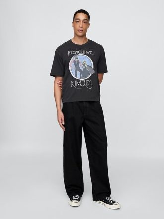 Tricou crop grafic Fleetwood Mac de greutate grea