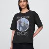 Tricou crop grafic Fleetwood Mac de greutate grea