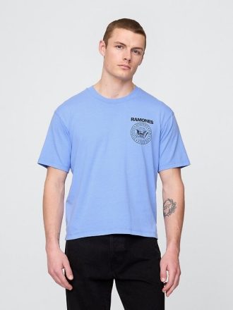 Tricou crop grafic Ramones grea