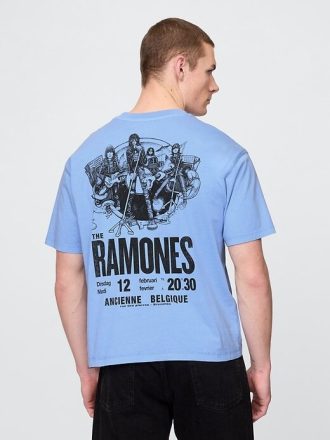 Tricou crop grafic Ramones grea