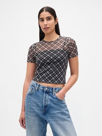 Tricou Crop Mesh