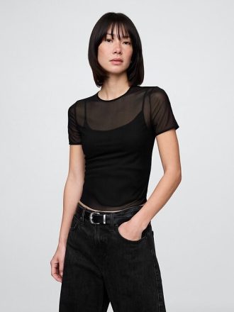 Tricou Crop Mesh