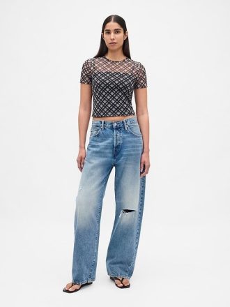 Tricou Crop Mesh