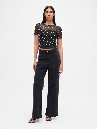 Tricou Crop Mesh