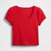 Tricou crop modern cu mânecă șapcă Tricou crop modern cu mânecă șapcă