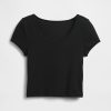 Tricou crop modern cu mânecă șapcă Tricou crop modern cu mânecă șapcă