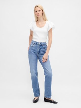 Tricou crop modern cu mâneci bufante