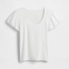 Tricou crop modern cu mâneci bufante