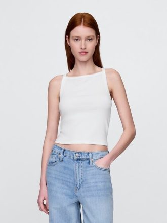 Tricou crop modern cu șorț și gât