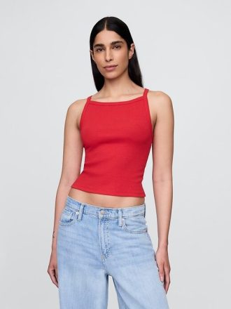 Tricou crop modern cu șorț și gât
