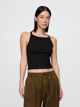 Tricou crop modern cu șorț și gât