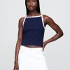 Tricou crop modern cu șorț și gât