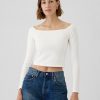 Tricou crop modern cu umeri Tricou crop modern cu umeri