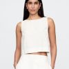 Tricou Crop Shell din amestec de in