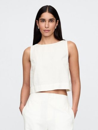 Tricou Crop Shell din amestec de in