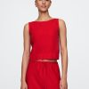 Tricou Crop Shell din amestec de in