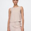Tricou Crop Shell din amestec de in