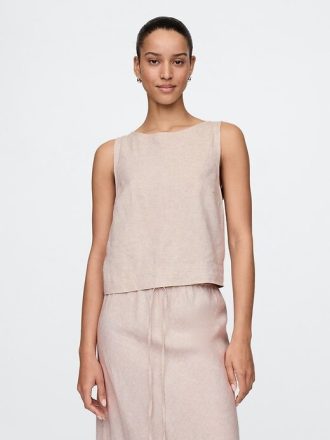 Tricou Crop Shell din amestec de in