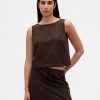 Tricou Crop Shell din amestec de in