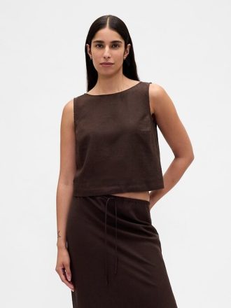 Tricou Crop Shell din amestec de in
