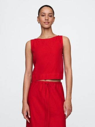 Tricou Crop Shell din amestec de in