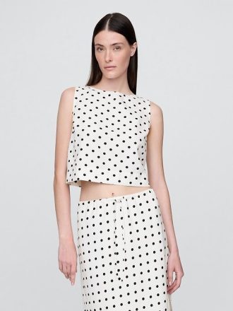 Tricou Crop Shell din amestec de in