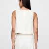 Tricou Crop Shell din amestec de in