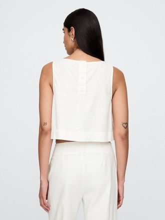 Tricou Crop Shell din amestec de in