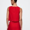Tricou Crop Shell din amestec de in