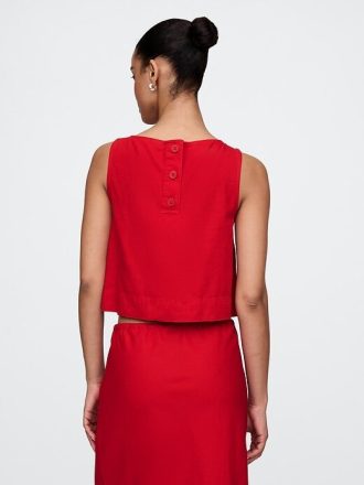 Tricou Crop Shell din amestec de in