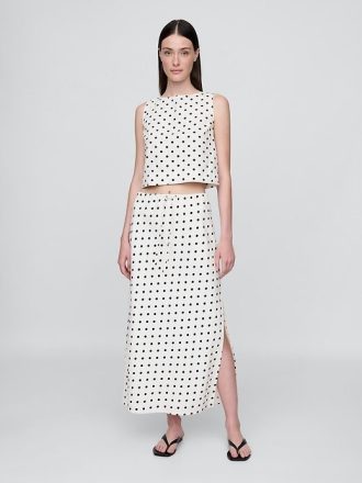 Tricou Crop Shell din amestec de in