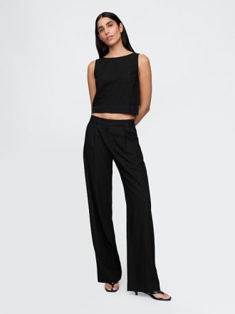Tricou Crop Shell din amestec de in