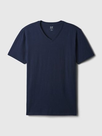 Tricou cu decolteu în V din jerseu de bumbac