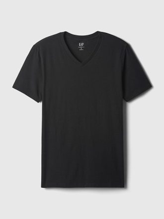 Tricou cu decolteu în V din jerseu de bumbac