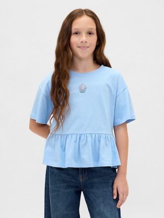 Tricou cu grafic Peplum pentru copii