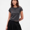 Tricou cu logo crop din jerseu de bumbac Tricou cu logo crop din jerseu de bumbac