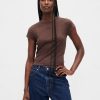 Tricou cu logo crop din jerseu de bumbac Tricou cu logo crop din jerseu de bumbac