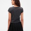 Tricou cu logo crop din jerseu de bumbac Tricou cu logo crop din jerseu de bumbac