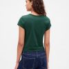 Tricou cu logo crop din jerseu de bumbac Tricou cu logo crop din jerseu de bumbac