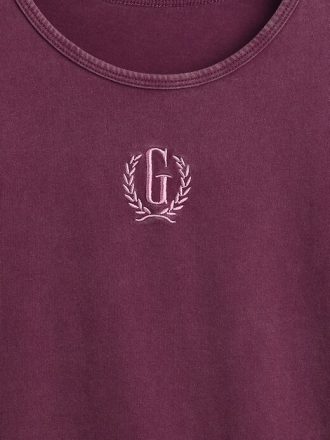 Tricou cu logo crop din jerseu de bumbac