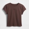 Tricou cu logo crop din jerseu de bumbac Tricou cu logo crop din jerseu de bumbac