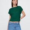 Tricou cu manșete rulante din amestec de in