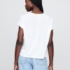 Tricou cu manșete rulante din amestec de in