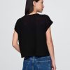 Tricou cu manșete rulante din amestec de in