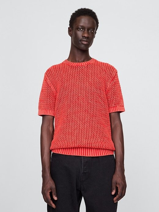Tricou cu mesh croșetat cu decolteu Tricou cu mesh croșetat cu decolteu