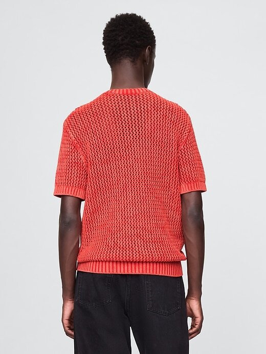 Tricou cu mesh croșetat cu decolteu Tricou cu mesh croșetat cu decolteu