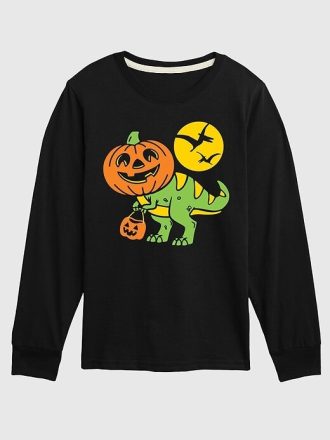 Tricou cu mânecă lungă T-Rex Pumpkin Head pentru copil mic