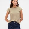 Tricou cu mâneci fluturate din amestec de in Tricou cu mâneci fluturate din amestec de in